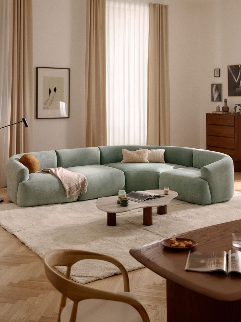 Sofá modular con tapizado aterciopelado