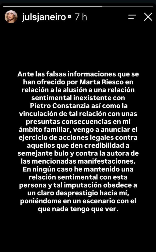 Comunicado de Julia Janeiro