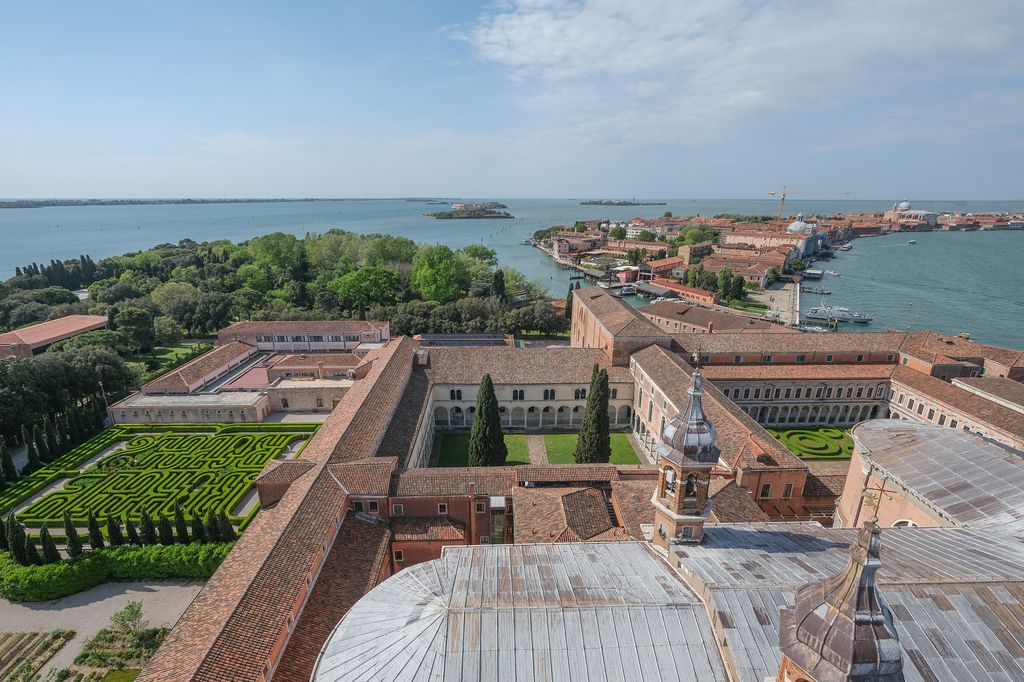 Vista general de la isla de San Giorgio Maggiore, en Venecia. Este enclave histórico será uno de los escenarios de la esperada boda entre Jeff Bezos y Lauren Sánchez