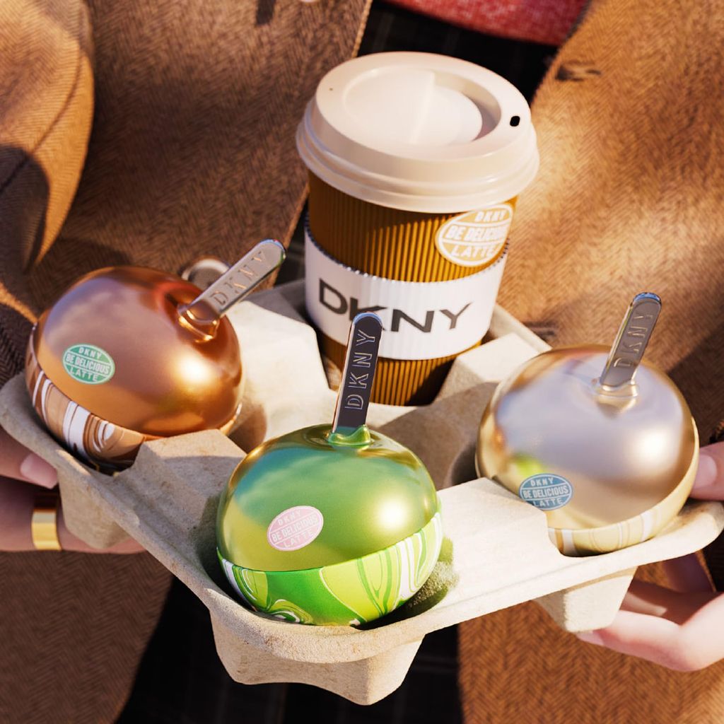 Colección de perfumes DKNY Be Delicious Latte inspirados en bebidas cremosas de café y leche