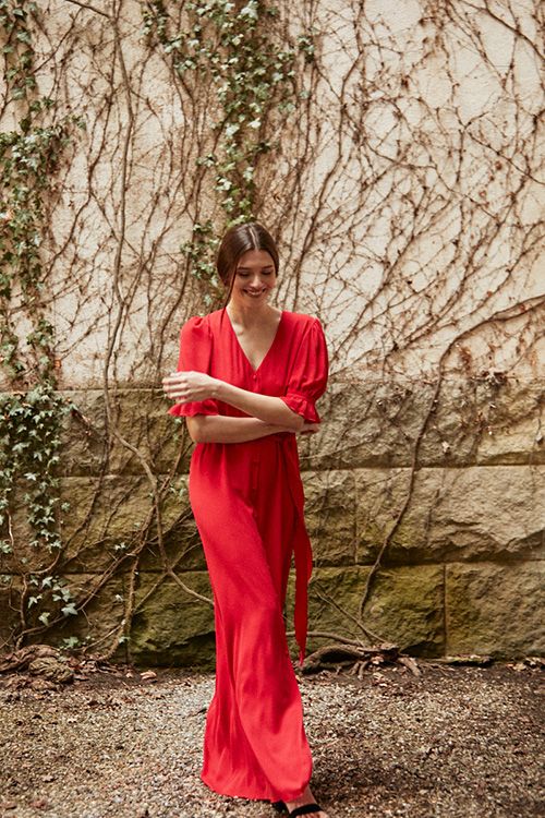 vestido invitada  largo rojo