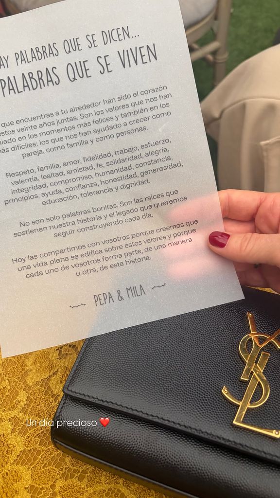 Detalle del texto que compartieron con los invitados