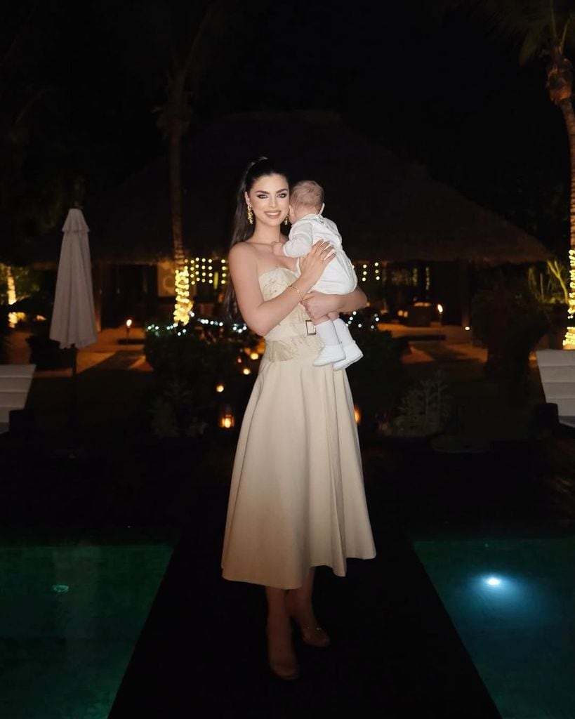 Nadia Ferreira y su hijo Marquitos en la noche de Año Nuevo en 2024