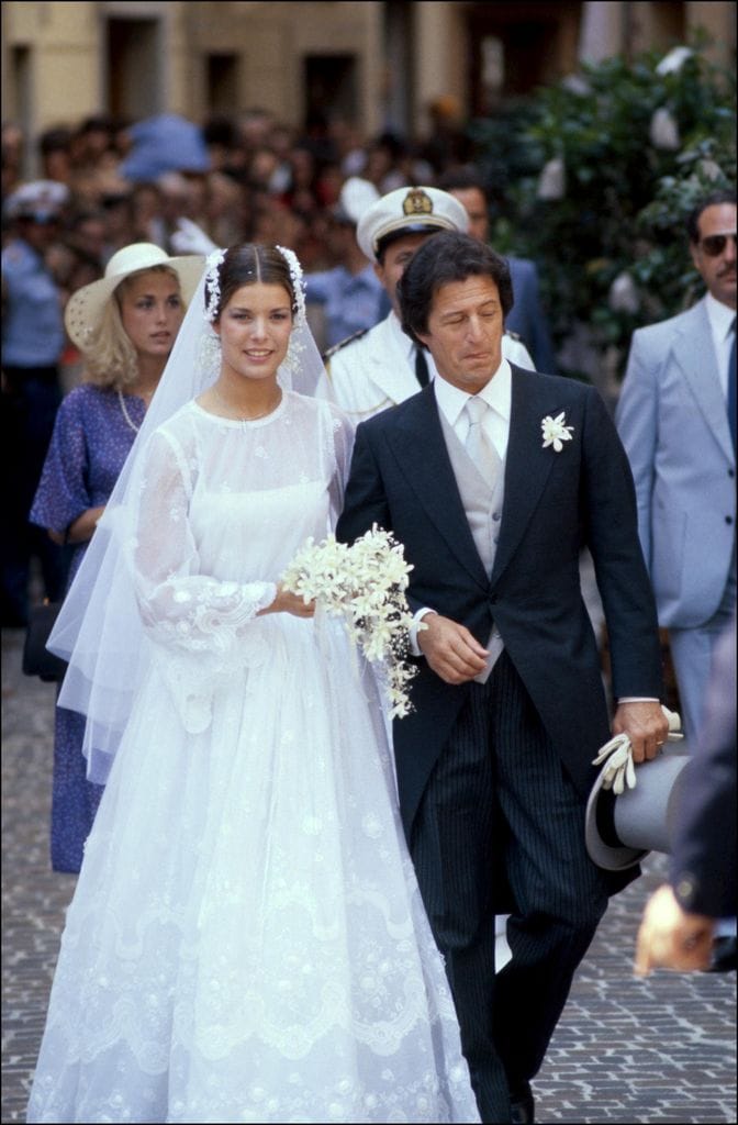 Carolina de Mónaco en su boda con Philippe Junot