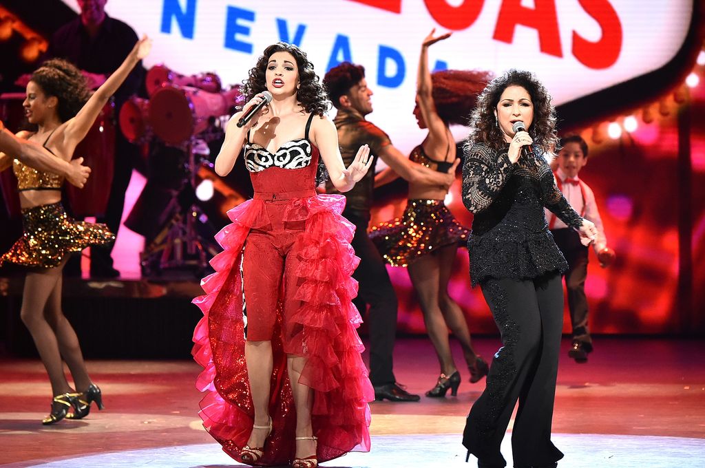 Gloria Estefan and Ana Villafane perform 'On Your Feet!' onstage during the 70th Annual Tony Awards