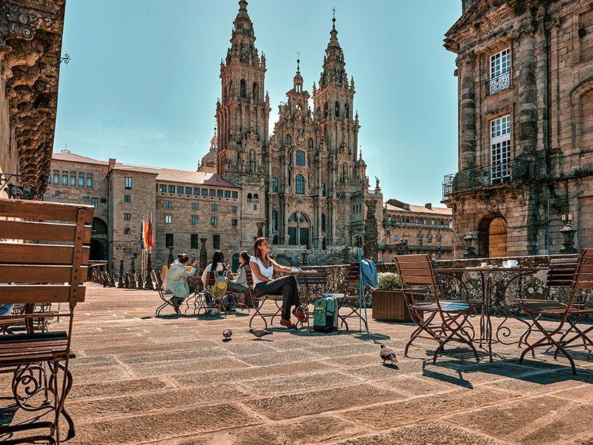 Terraza del Parador en la plaza del Obradoiro, Santiago de Compostela