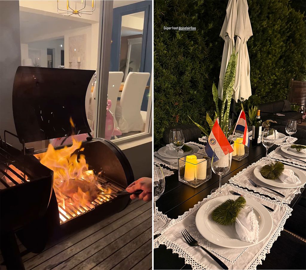 Nadia Ferreira y su familia disfrutaron del juego con una parrillada en casa
