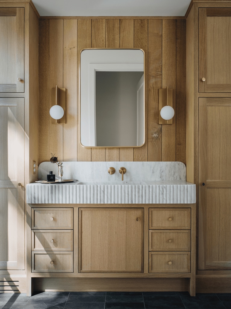 Baño decorado con madera
