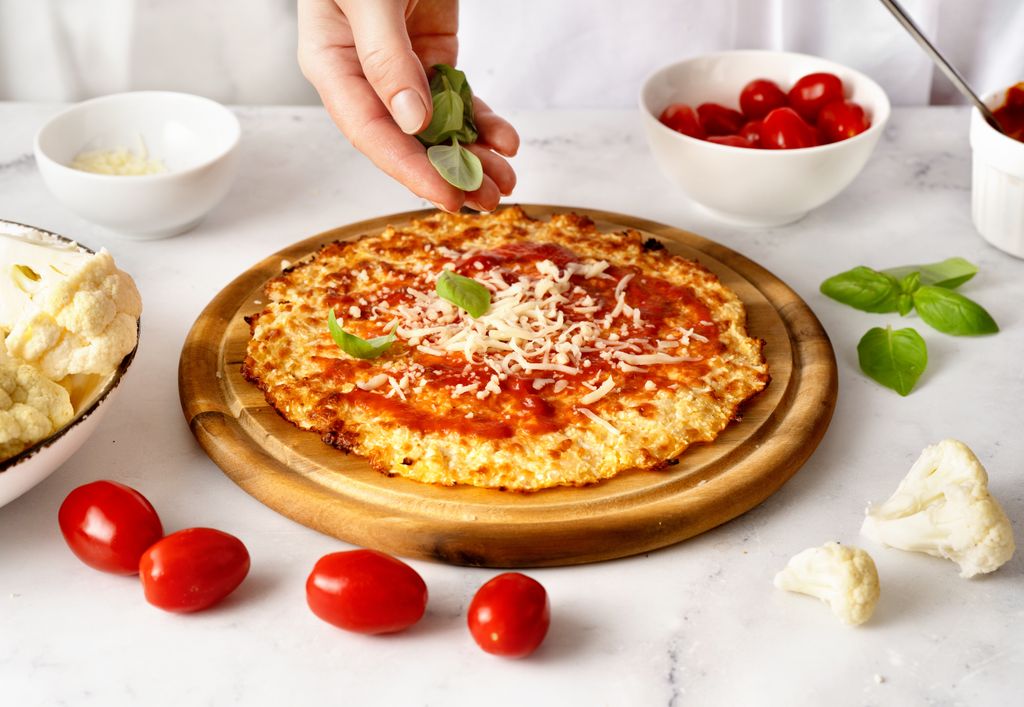 Pizza con base de coliflor.