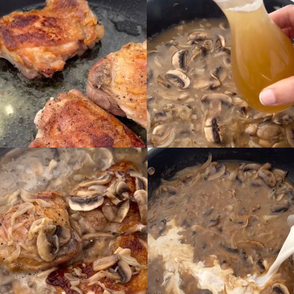 Fricassé de pollo y champiñones