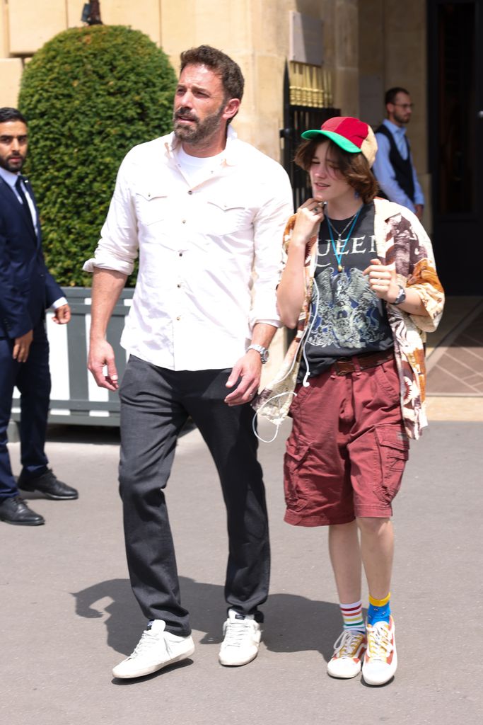 Ben Affleck and Seraphina Affleck are seen leaving their Hotel on July 25, 2022 in Paris, France. (Photo by Pierre Suu/GC Images)