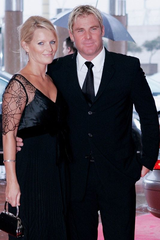 Shane Warne junto a su exmujer, Simone Callahan