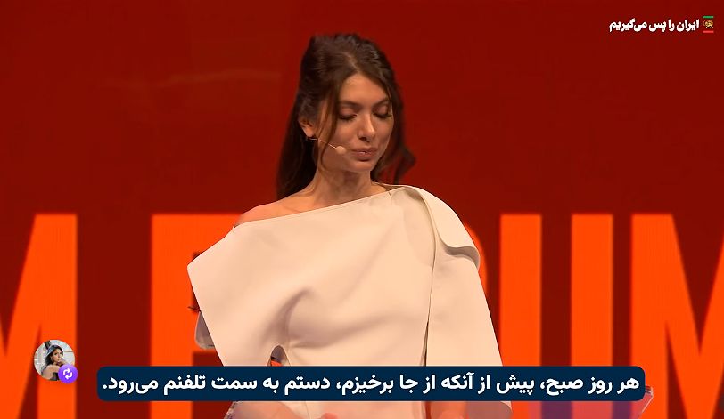 Noor Pahlavi durante su discurso en el Forum Freedom de Oslo