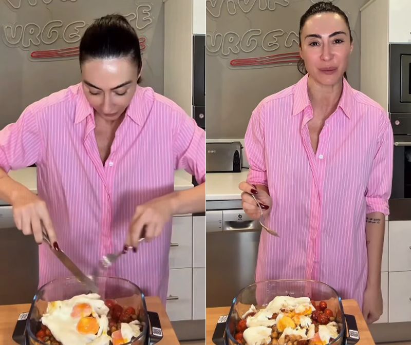 Rocío corona su receta con unos huevos a la plancha.