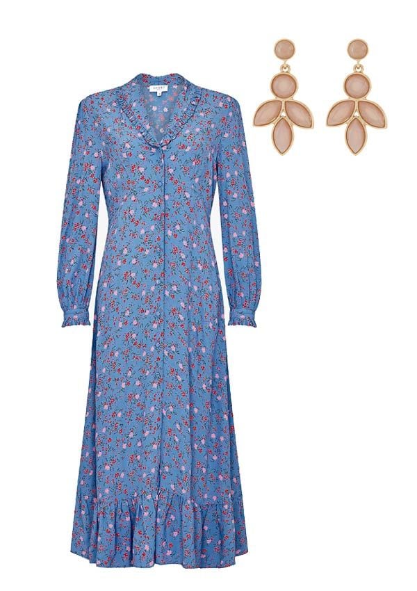 Vestido de flores y pendientes XL