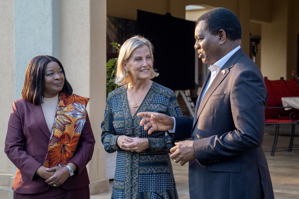 The Duchess of Edinburgh with the President of the Republic of Zambia, Hakainde Hichilema and Mutinta Hichilema, First Lady of Zambia, at Community House in Lusaka, during her tour of Zambia. Picture date: Tuesday September 15, 2026. *** Local Caption *** .
