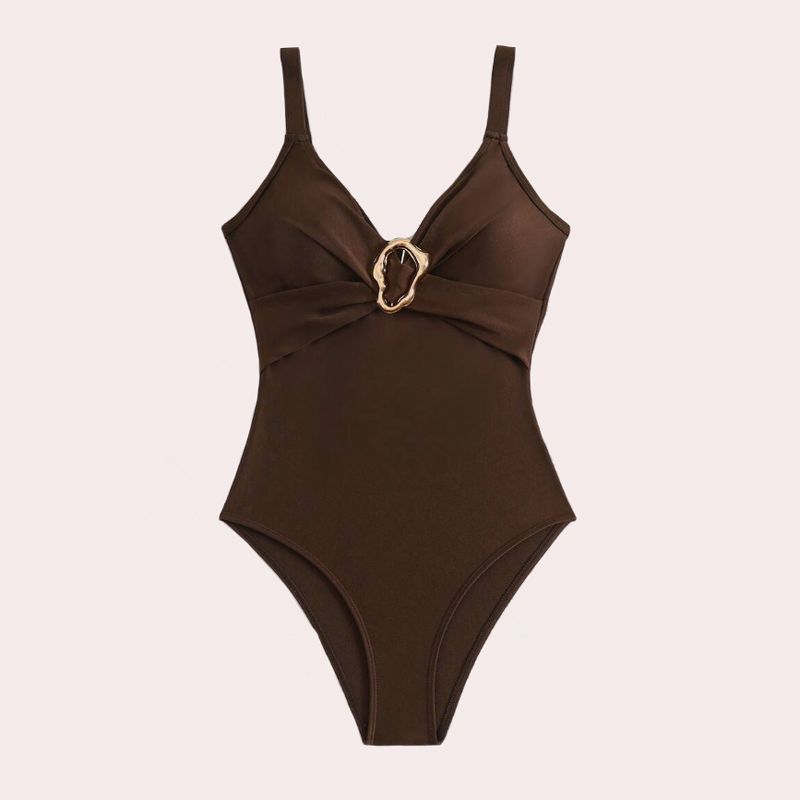 Swim Chiccia Traje de baño de una pieza con tela especial a rayas y diseño cruzado
