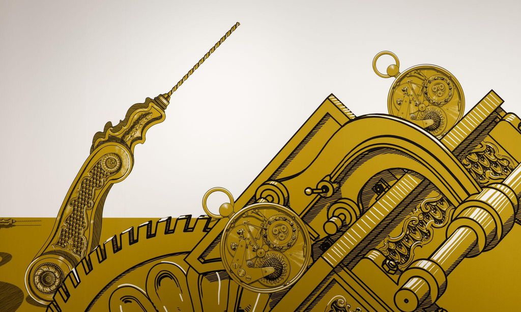 Detalle de la obra de Pablo Bronstein para Breguet en Frieze Los Angeles 2023
