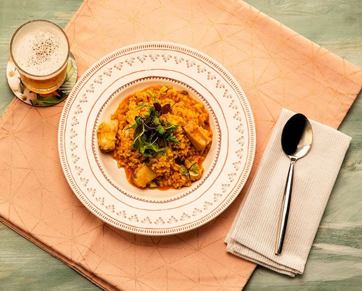 Arroz de corvina con ajos tiernos