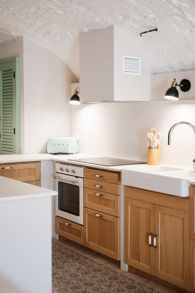 Cocina con tiradores de porcelana. 