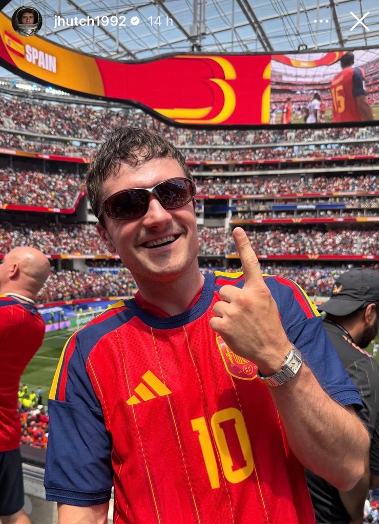 Josh Hutcherson, en el partido de España contra Bélgica de Cuartos de Final