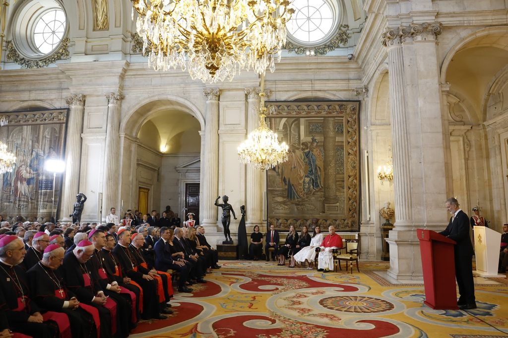 El discurso del Rey para dar la bienvenida oficial al papa León XIV