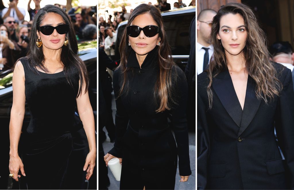 Salma Hayek, Lauren Sánchez Bezos y Vittoria Ceretti a su llegada al desfile de Balenciaga