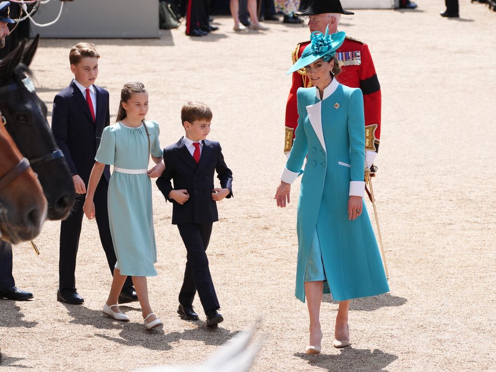 Kate Middleton con sus hijos en el Trooping the Colour 2025