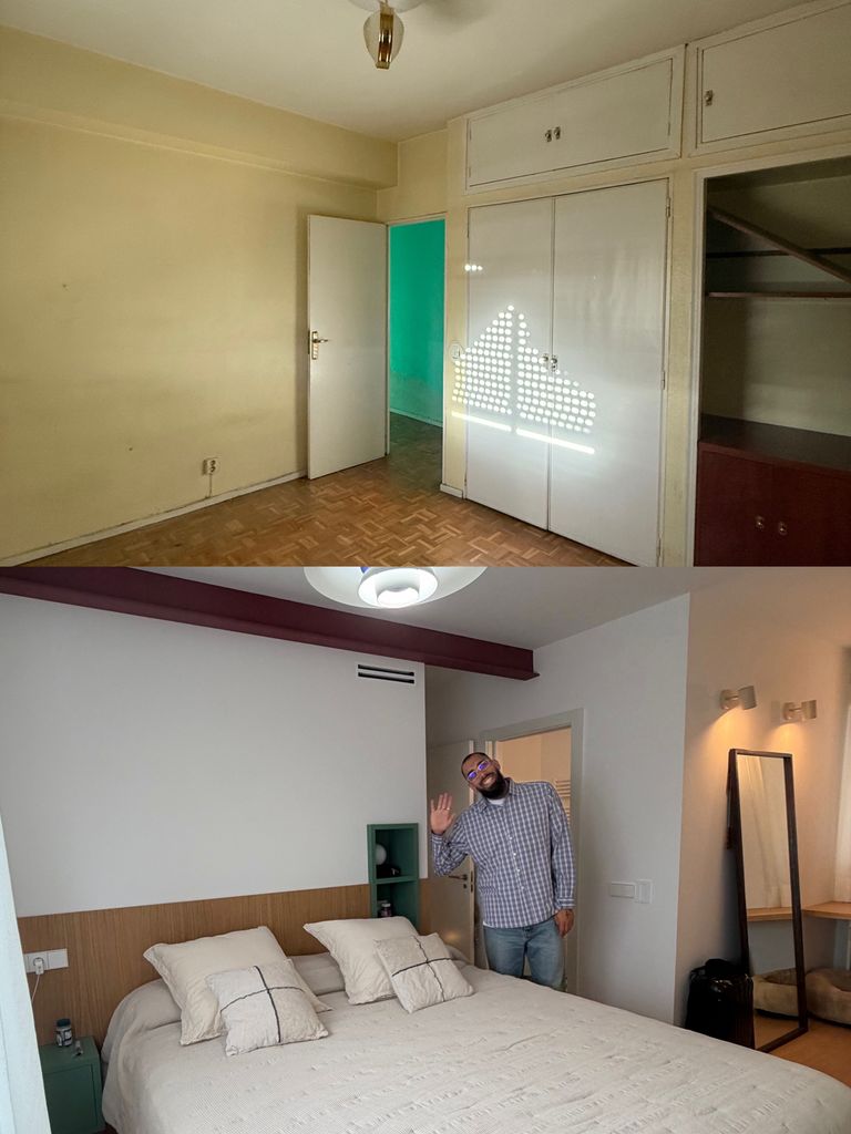 Antes y después del piso de Borja Iglesias y su novia, María Valero, en Madrid