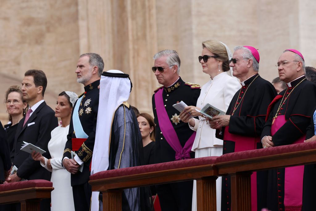 El rey Felipe, Matilde de Bélgica, la reina Letizia y Felipe de Bélgica en la misa inaugural de León XIV