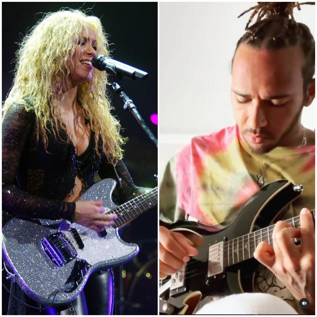 shakira y lewis hamilton guitarra