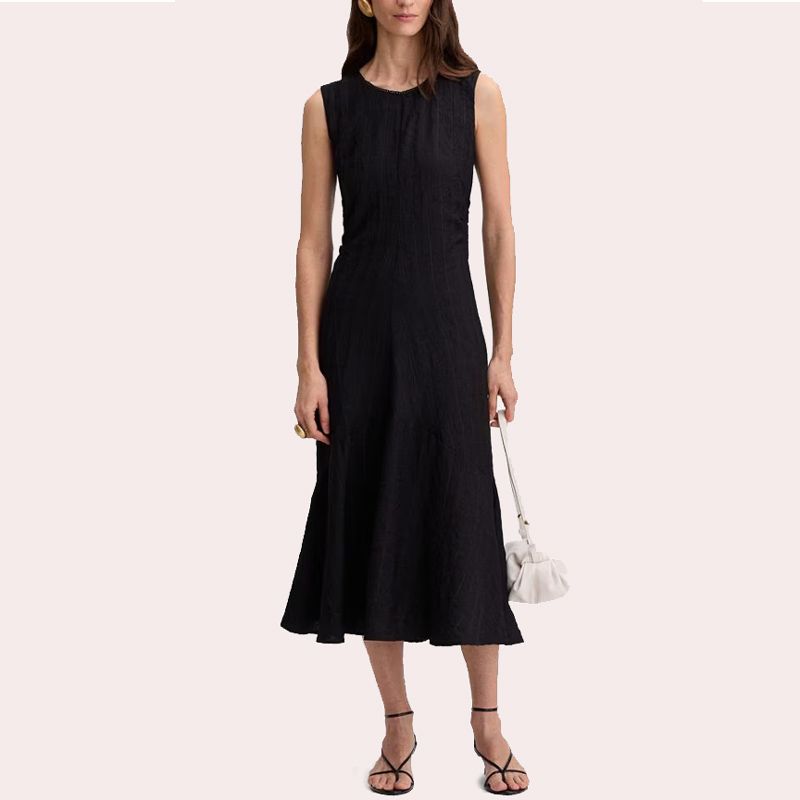 Vestido midi fruncidos Negro Simorra