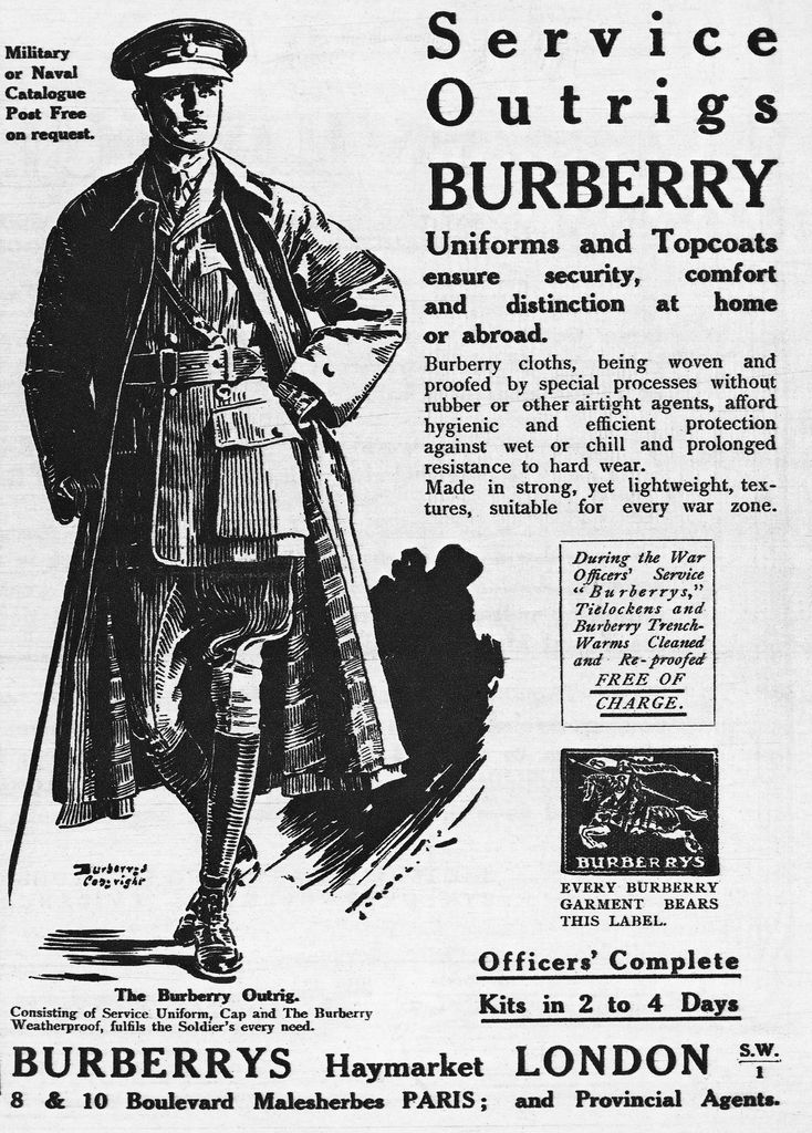 Los primeros abrigos y gabardinas de Burberry fueron creados con propósito militar.