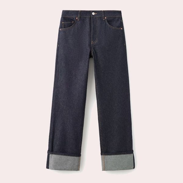 Jeans rectos bajo vuelto Mango