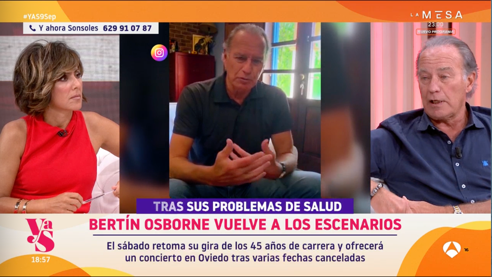 Bertín Osborne y Sonsoles Ónega durante su entrevista en 'Y ahora Sonsoles'