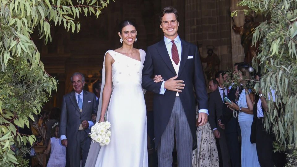 La diseñadora y su marido, Santiago Camacho, el día de su boda