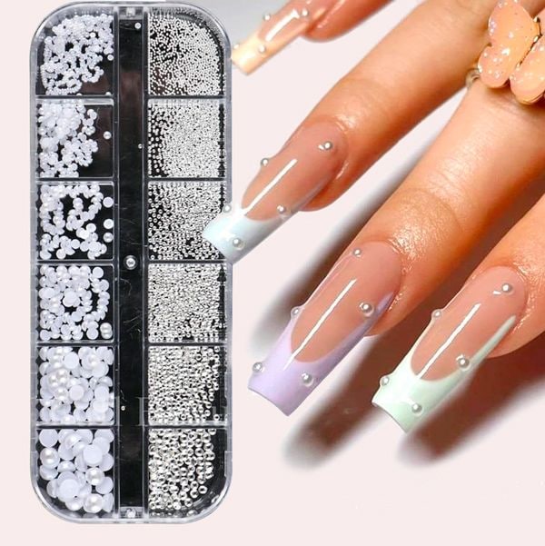 1 Caja Flatback Pearls Charms para Uñas