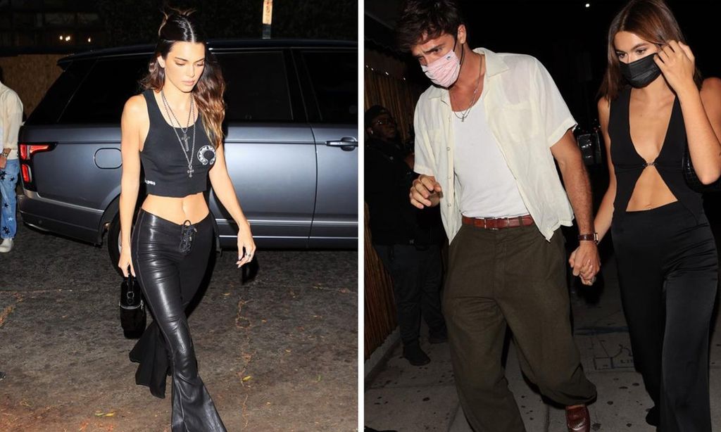 
Arriba, Kendall Jenner, en Los Ángeles, tras conocerse que un hombre intentó colarse en su residencia. Abajo, Kaia Gerber junto a su novio, el actor de orígenes españoles Jacob Elordi.
