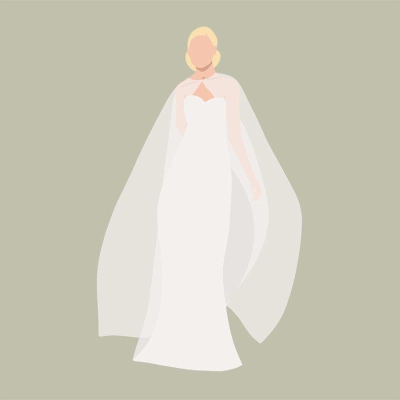 Vestido de novia con capa