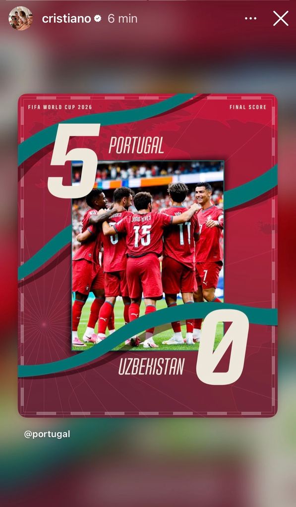 Cristiano Ronaldo festejó así la victoria de Portugal ante Uzbekistán.