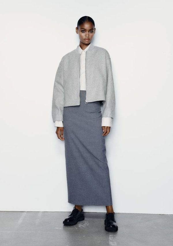 Chaqueta bomber soft gris de Zara