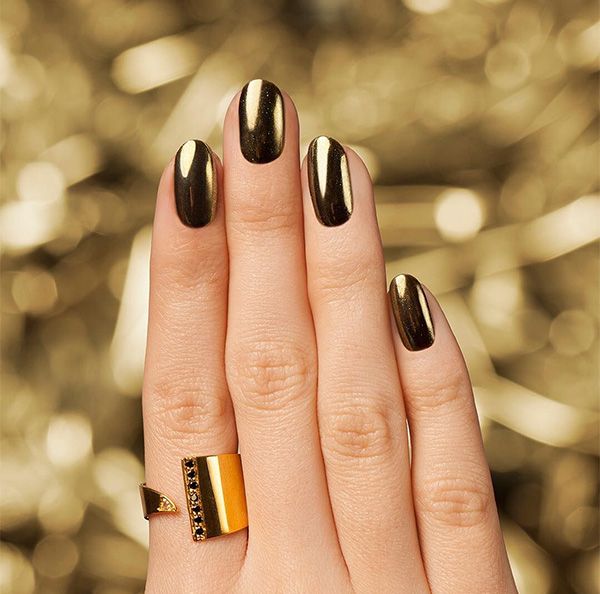 manicura navidad metalizada