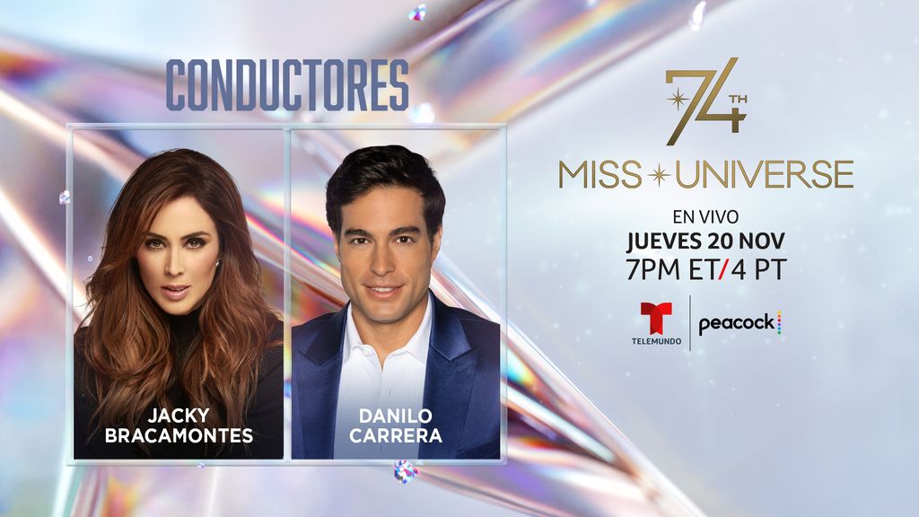 Jacky Bracamontes y Danilo Carrera formarán parte de la transmisión en español de Miss Universe 2025.