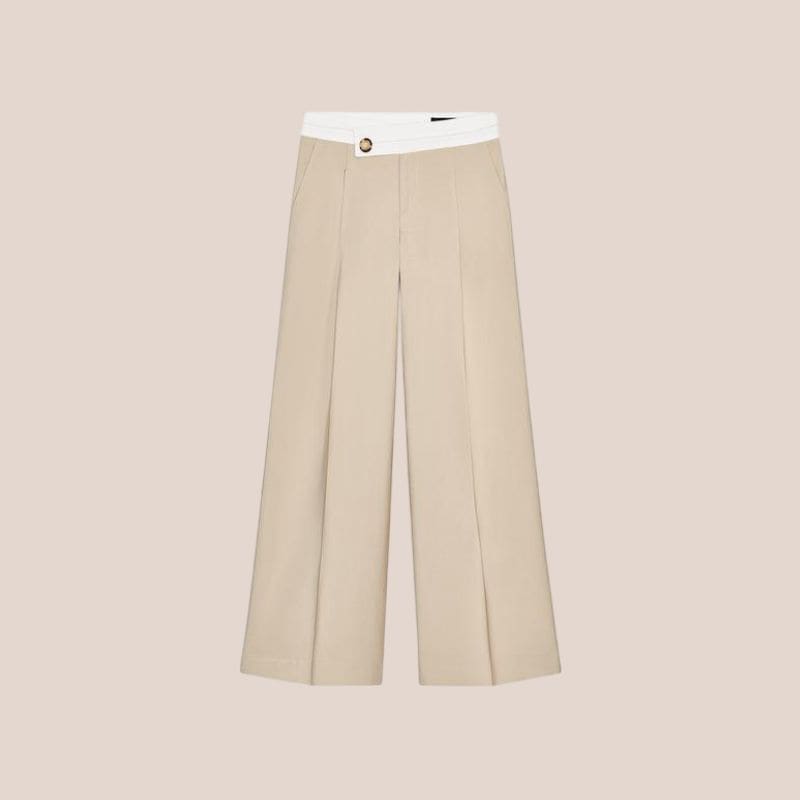 pantalon de pinzas beige