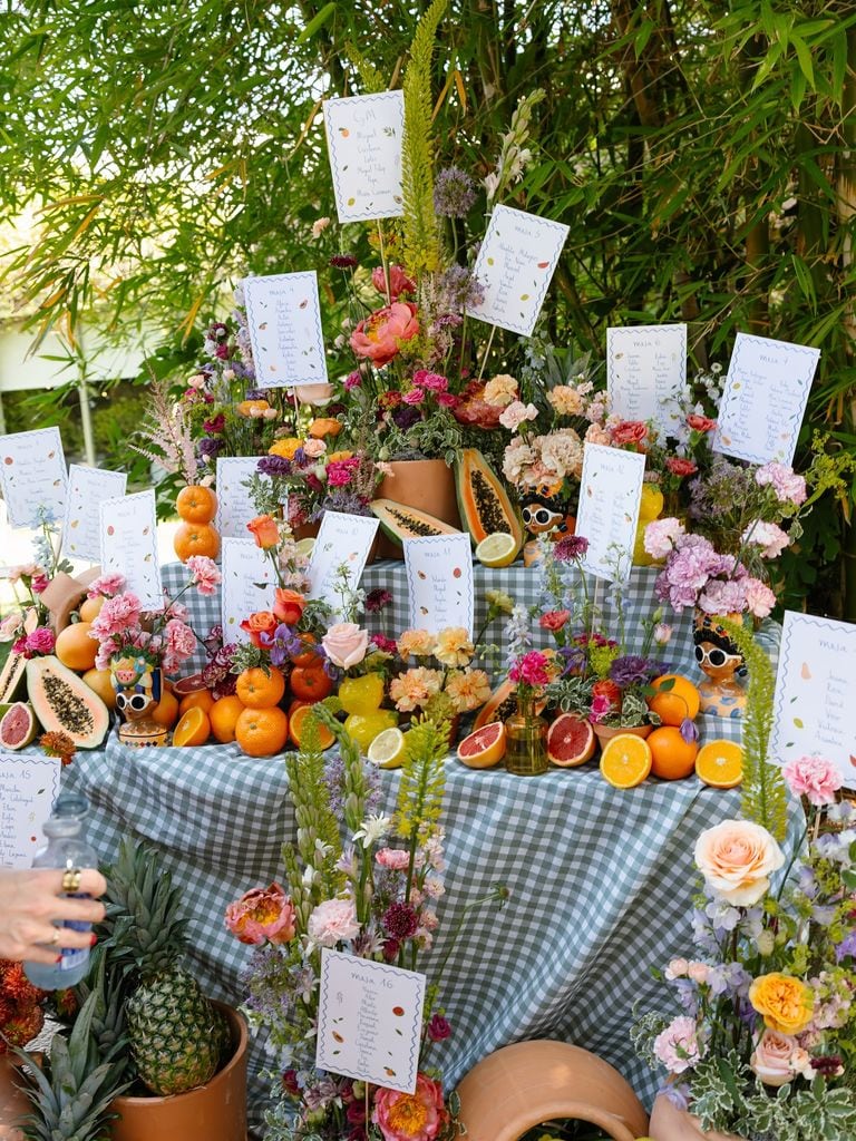 Decoración de bodas con estampado vichy seating plan