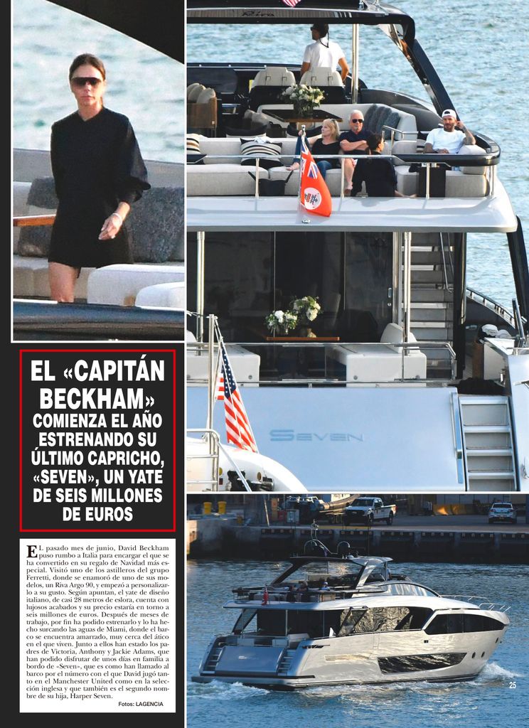 Una página de ¡HOLA! en la que aparece su yate Seven