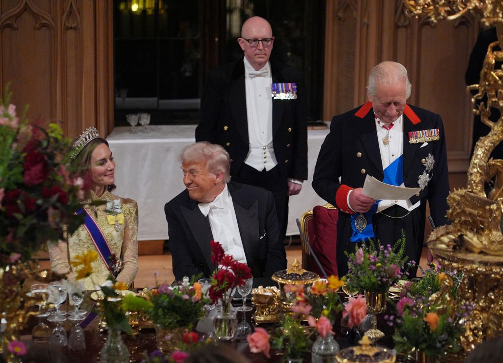 La princesa Kate y el presidente Donald Trump durante el banquete de Estado en el Castillo de Windsor.