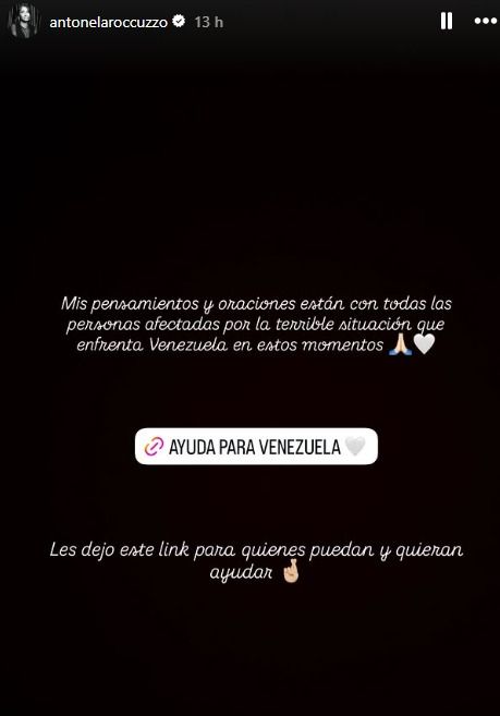 La esposa de Leo Messi mostró su solidaridad con los afectados y aprovechó sus redes sociales para difundir una iniciativa de ayuda destinada a Venezuela
