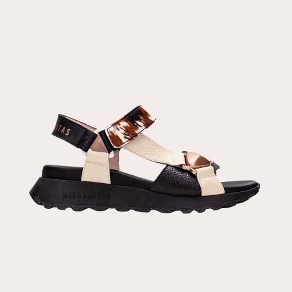 Sandalias planas de mujer tipo sport con plataforma Negro Hispanitas