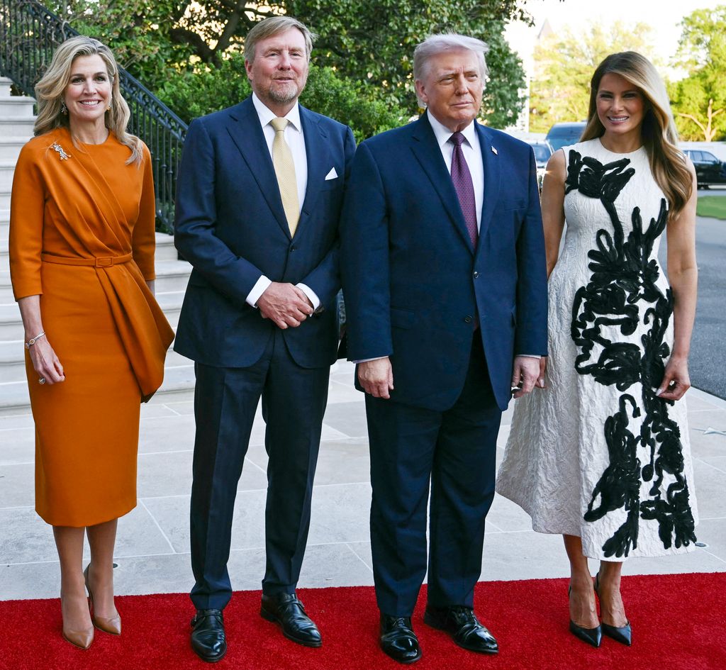 Guillermo y Máxima de Holanda, con Donald y Melania Trump en la Casa Blanca, el 13 de abril de 2026